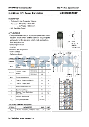 MJH13090 datasheet - isc Silicon NPN Power Transistors