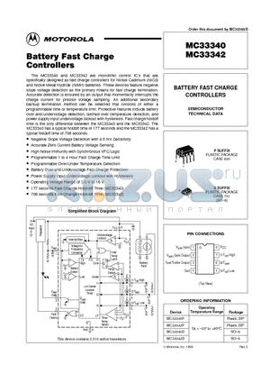 MC33342 datasheet - BATTERY FAST CHARGE CONTROLLERS