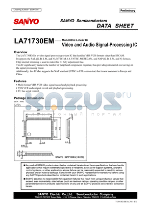 LA71730EM datasheet - VIDEO AND AUDIO SIGNAL-PROCESSING IC