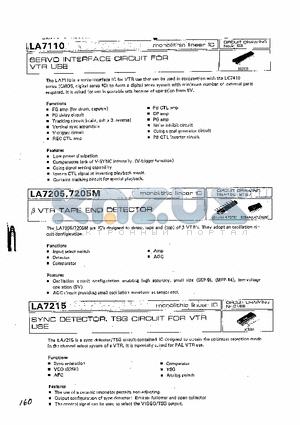 LA7205M datasheet - VTR TAPE END DETECTOR