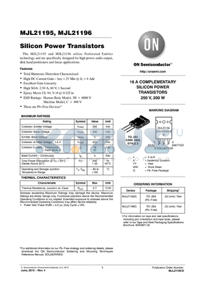 MJL21195_10 datasheet - Silicon Power Transistors