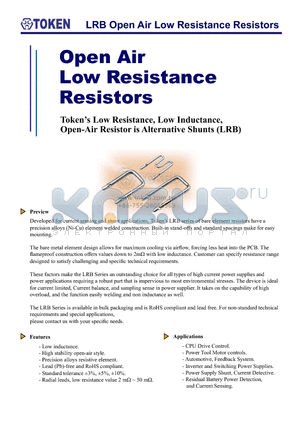 LRB052005JP datasheet - LRB Open Air Low Resistance Resistors