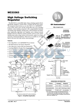 MC33363DWR2 datasheet - High Voltage Switching Regulator