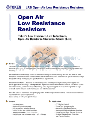 LRB053010KP datasheet - LRB Open Air Low Resistance Resistors