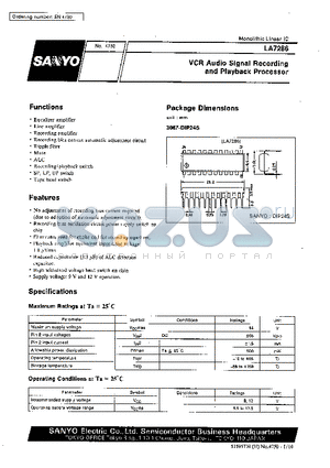 LA7286 datasheet - VCR Audio Signal Recording and Playback Processor