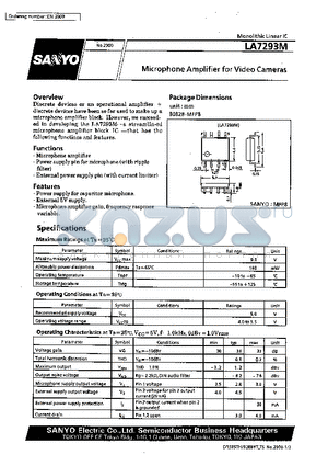 LA7293M datasheet - Microphone Amplifier for Video Cameras