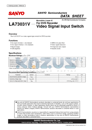LA73031V datasheet - For DVD Recorder Video Signal Input Switch