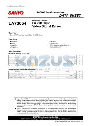 LA73054 datasheet - For DVD Player Video Signal Driver