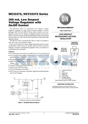 MC33375D-2.5R2 datasheet - 300 mA, Low Dropout Voltage Regulator with On/Off Control