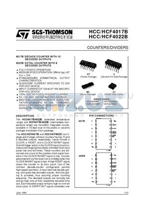 HCC4022BC1 datasheet - COUNTERS/DIVIDERS