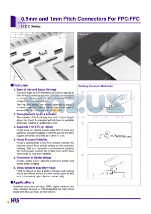 FH12-15S-0.5SV datasheet - 0.5mm and 1mm Pitch Connectors For FPC/FFC