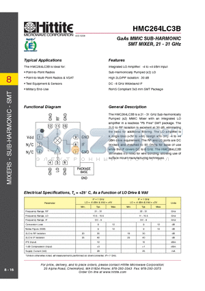 HMC264LC3B_09 datasheet - GaAs MMIC SUB-HARMONIC SMT MIXER, 21 - 31 GHz