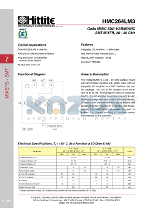 HMC264LM3_06 datasheet - GaAs MMIC SUB-HARMONIC SMT MIXER, 20 - 30 GHz