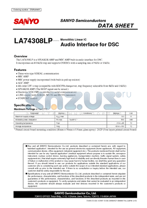 LA74308LP datasheet - Audio Interface for DSC