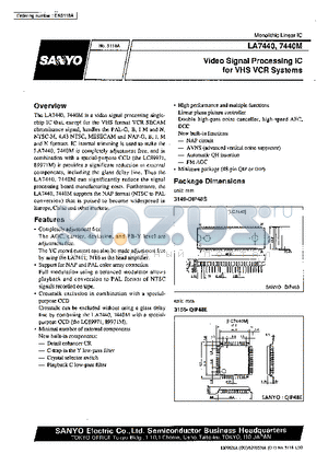 LA7440M datasheet - Video Signal Processing IC for VHS VCR Systems