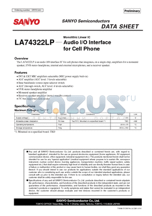 LA74322LP datasheet - Audio I/O Interface for Cell Phone