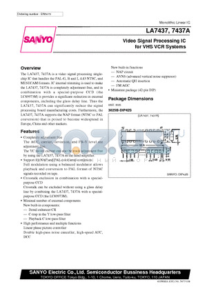LA7437 datasheet - Video Signal Processing IC for VHS VCR Systems