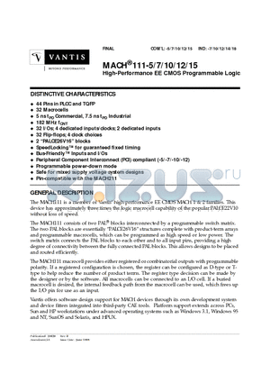 MACH111-12 datasheet - High-Performance EE CMOS Programmable Logic