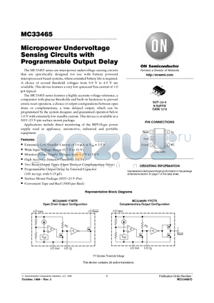 MC33465N-27ATR datasheet - Micropower Undervoltage Sensing Circuits with Programmable Ouput Delay