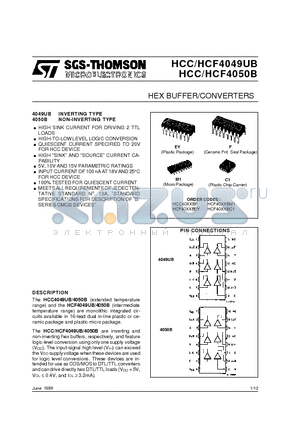 HCC4050B datasheet - HEX BUFFER/CONVERTERS