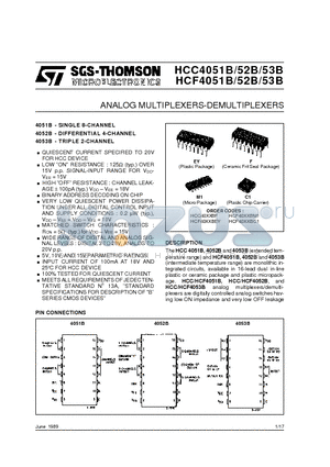 HCC4051BC1 datasheet - ANALOG MULTIPLEXERS-DEMULTIPLEXERS