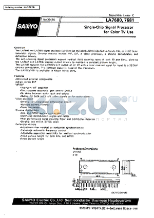 LA7680 datasheet - Single-Chip Signal Processor for Color TV Use