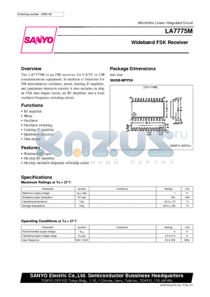 LA7775M datasheet - Wideband FSK Receiver