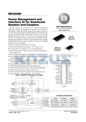 MC33560DTB datasheet - Power Management and Interface IC for Smartcard Readers and Couplers