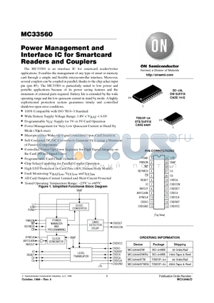 MC33560DW datasheet - Power Management and Interface IC for Smartcard Readers and Couplers