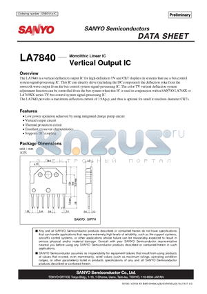 LA7840 datasheet - Vertical Output IC
