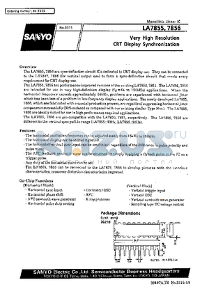 LA7855 datasheet - Very High Resolution CRT Display Synchronization