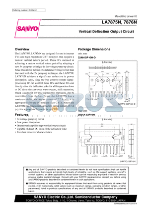 LA7875 datasheet - Vertical Deflection Output Circuit