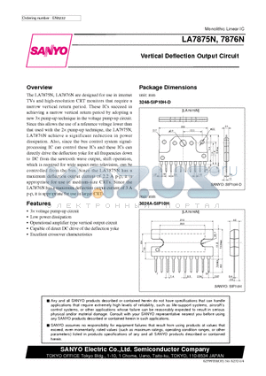 LA7875N datasheet - Vertical Deflection Output Circuit