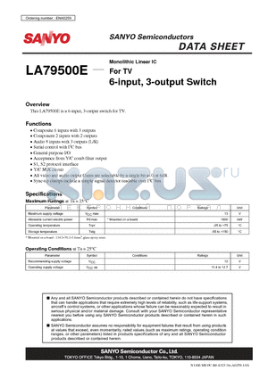 LA79500E datasheet - For TV 6-input, 3-output Switch