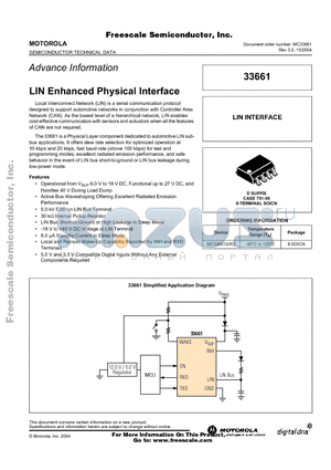 MC33661 datasheet - LIN Enhanced Physical Interface