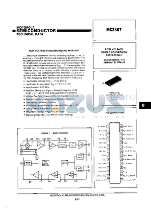 MC3367DW datasheet - LOW VOLTAGE FM NARROWBAND RECEIVER