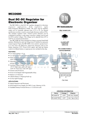 MC33680 datasheet - Dual DC-DC Regulator for Electronic Organizer