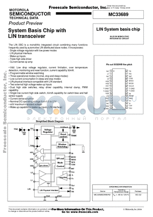 MC33689DWB datasheet - System Basis Chip with LIN transceiver