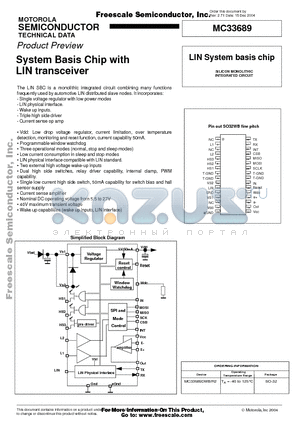 MC33689DWBR2 datasheet - System Basis Chip with LIN transceiver