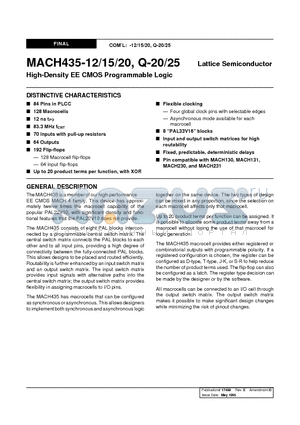 MACH435-12JC datasheet - High-Density EE CMOS Programmable Logic