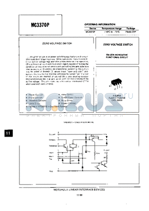 MC3370P datasheet - ZERO VOLTAGE SWITCH