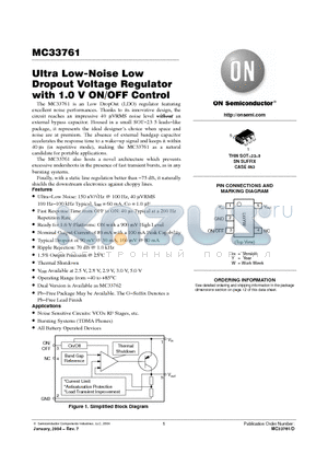 MC33761SNT1-29 datasheet - Ultra Low-Noise Low Dropout Voltage Regulator with 1V ON/OFF Control