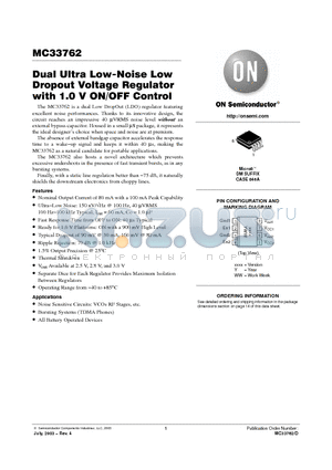 MC33762DM-3030R2 datasheet - Dual Ultra Low-Noise Low Dropout Voltage Regulator with 1.0 V ON/OFF Control