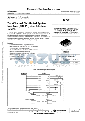 MC33790DW/R2 datasheet - Two-Channel Distributed System Interface (DSI) Physical Interface Device