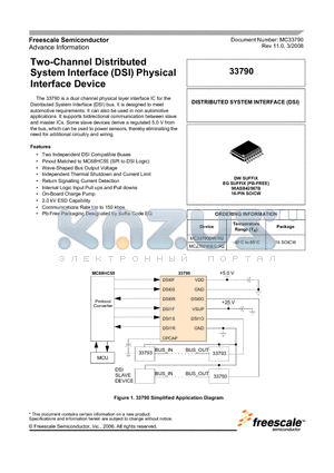 MC33790DWR2 datasheet - Two-Channel Distributed System Interface (DSI) Physical Interface Device