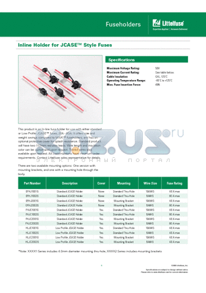 FHJC1001G datasheet - Inline Holder for JCASE Style Fuses