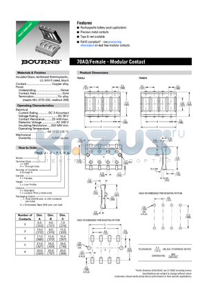 70ADH-4-FL0G datasheet - 70AD/Female - Modular Contact