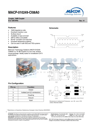 MACP-010249-CI08TB datasheet - Coupler, 18dB Coupler