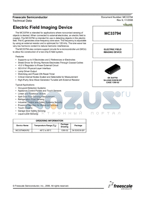 MC33794EKR2 datasheet - Electric Field Imaging Device