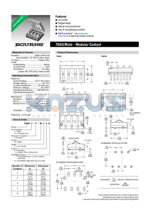 70ADJ-5-ML0G datasheet - 70AD/Male - Modular Contact
